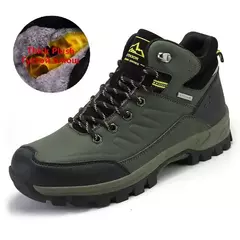 Imagem do Botas de neve de couro quente masculinas, tênis de caminhada ao ar livre, sapat