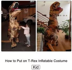 T-Rex-Dinosaur Costume Inflável para Crianças e Adultos, Tyrannosaurus, Role-Playing, Fantasia, Dia das Bruxas, Mascote, Party Apparel - comprar online