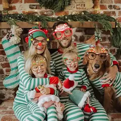 Imagem do Santa Claus Paper Glasses Frame, Xmas Tree Elk, Photo Prop, Decorações de Natal, Ano Novo, Kids Gift, 9pcs