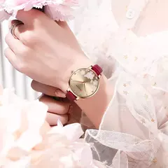 Curren-Relógios de pulso quartzo de couro de luxo feminino, marca relógio para senhoras, charme relógio mostrador flores - loja online