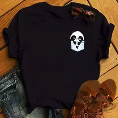 Maycaur-camiseta de manga curta para mulher, top solto com estampa de panda fofa, casual e solta, verão - loja online
