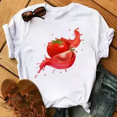 Camiseta branca estampada com frutas engraçadas para mulheres, estampa Kawaii Banana, camiseta Harajuku, manga curta, camiseta, moda - loja online