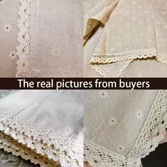 Daisy Flower Pattern Tablecloth, Linho e algodão Lace Edge, Toalha de mesa retangular, Casa e Hotel Textile, Venda quente