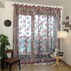 Tule Floral em Cortinas Puras, Tratamento Janela, Painel Persianas, Sala de estar, Quarto, Cozinha, Sombra, Roxo, Peônia