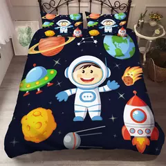 3d jogo de cama espaço astronauta capa edredão com fronha conjunto cama para crianças quarto decoração meninos conjunto lençóis - Wolf Magazine
