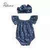 Corações de bebês amam macacões de manga curta fora do ombro, bodysuits infantis, conjunto casual verão, faixa de cabeça, 0-24m, novo, 2 peças, 2022