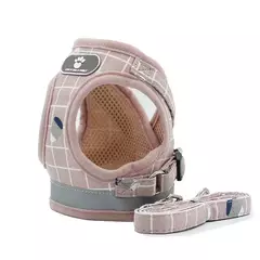 Arnês para cães de náilon colete de malha respirável ajustável conjunto de arnês e trela para cães pequenos gatos coleira reflexiva para animais de estimação para filhote de cachorro