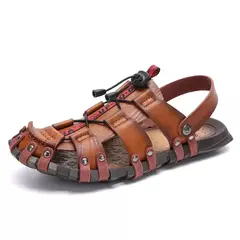MIXIDELAI-Chinelos de couro masculino, calçado confortável, sandálias macias, - comprar online