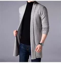 Masculino estilo longo lã camisola x-long malha suéter casacos de cor sólida sweatercoat masculino malha cardigan - Wolf Magazine