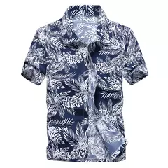 Imagem do Camisa havaiana de botão manga curta masculina, estampada em coqueiro, camisa Aloha, casual moda praia, plus size, verão, 5XL, 26 cores