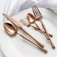 Portátil Korean Food Talheres, 304 Aço Inoxidável, Forquilha de Mesa, Faca, Colher, Dinner Set, Louça, Gold Tableware Sets, 24Pcs, Lot