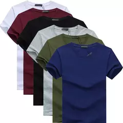 Camiseta de algodão manga curta masculina, linha de design criativo simples, estilo monocromático, plus size, nova chegada, 6 peças, 2024
