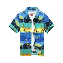 Camisa havaiana de botão manga curta masculina, estampada em coqueiro, camisa Aloha, casual moda praia, plus size, verão, 5XL, 26 cores - Wolf Magazine