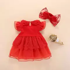 Conjunto infantil de renda, vestido e roupas para meninas de 3 e 6 meses, bebê recém-nascido, festa de aniversário, batizado - loja online
