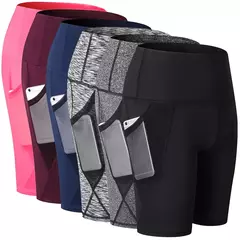 Calções de ginástica de cintura alta para mulheres, secagem rápida, ioga, fitness, corrida, push up, design de bolsos, verão, 2023