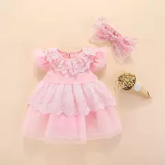 Conjunto infantil de renda, vestido e roupas para meninas de 3 e 6 meses, bebê recém-nascido, festa de aniversário, batizado - loja online