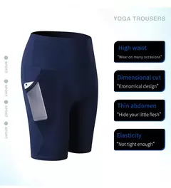 Calções de ginástica de cintura alta para mulheres, secagem rápida, ioga, fitness, corrida, push up, design de bolsos, verão, 2023 - comprar online