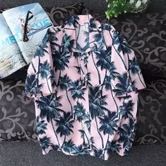 Camisa havaiana de botão manga curta masculina, estampada em coqueiro, camisa Aloha, casual moda praia, plus size, verão, 5XL, 26 cores - comprar online