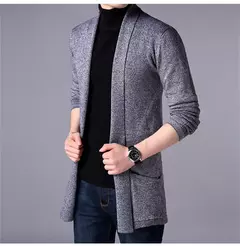 Masculino estilo longo lã camisola x-long malha suéter casacos de cor sólida sweatercoat masculino malha cardigan - Wolf Magazine