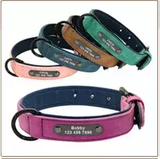 Imagem do Coleira e coleira de cachorro personalizada, couro acolchoado, coleiras gravadas personalizadas, conjunto de corda de chumbo, buldogue pitbull