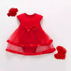 Imagem do Conjunto infantil de renda, vestido e roupas para meninas de 3 e 6 meses, bebê recém-nascido, festa de aniversário, batizado