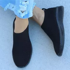 Sapato branco slip-on plano para mulheres, tênis leves, sapatilhas casuais com cesta, verão e outono - loja online