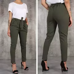 Calça casual feminina fina de chiffon, cintura alta, preta, caqui, verde, calça de mulher, Y2K - Wolf Magazine
