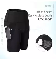 Calções de ginástica de cintura alta para mulheres, secagem rápida, ioga, fitness, corrida, push up, design de bolsos, verão, 2023