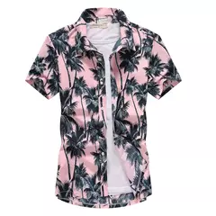 Camisa havaiana de botão manga curta masculina, estampada em coqueiro, camisa Aloha, casual moda praia, plus size, verão, 5XL, 26 cores na internet