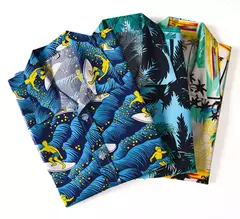 Camisa havaiana de botão manga curta masculina, estampada em coqueiro, camisa Aloha, casual moda praia, plus size, verão, 5XL, 26 cores - loja online