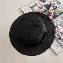 COKK-Chapéu Panamá de praia simples feminino, casual, aba plana, laço, boné de palha, chapéu de sol feminino, verão - loja online