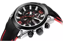 Relógio de quartzo analógico cronógrafo masculino Megir com data, mãos luminosas, relógio de pulso com pulseira de borracha de silicone a prova d'água para homens - loja online
