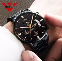 Nibosi-relógio masculino de quartzo, estilo militar, luxo, marca superior, famo