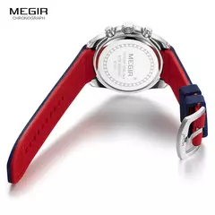 Relógio de quartzo analógico cronógrafo masculino Megir com data, mãos luminosas, relógio de pulso com pulseira de borracha de silicone a prova d'água para homens - loja online