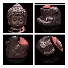 O pequeno monge censer criativo casa decoração pequeno buda incenso titular backflow queimador de incenso uso em casa de chá - Wolf Magazine