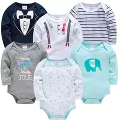 Kavkas-bebê meninos e meninas bodysuit, macacão de manga comprida, 100% algodão, roupas recém-nascidas, roupas de bebê, 0-12 meses, 6 pcs, 3 pcs - loja online