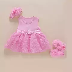 Conjunto infantil de renda, vestido e roupas para meninas de 3 e 6 meses, bebê recém-nascido, festa de aniversário, batizado na internet