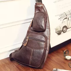 Imagem do Bolsa de ombro masculina de couro bovino genuíno, bolsa de ombro com suporte para os seios, casual e de viagem