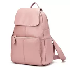 Mochila Zency-Anti-Roubo de Couro Feminina, Mochila de Grande Capacidade, Bolsa Designer de Viagem, Couro Branco, Qualidade, Elegante, A ++