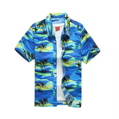 Camisa havaiana de botão manga curta masculina, estampada em coqueiro, camisa Aloha, casual moda praia, plus size, verão, 5XL, 26 cores - comprar online