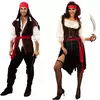 Trajes de pirata para mulheres homens adultos halloween masculino capitão jack sparrow traje piratas do caribe cosplay conjunto de roupas