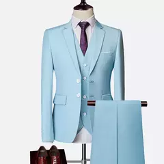 Terno de casamento fino com três peças para homens, conjuntos monocromáticos de negócios e escritório, blazer grande, calça e colete, moda luxo