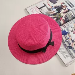 COKK-Chapéu Panamá de praia simples feminino, casual, aba plana, laço, boné de palha, chapéu de sol feminino, verão - loja online