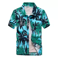 Camisa havaiana de botão manga curta masculina, estampada em coqueiro, camisa Aloha, casual moda praia, plus size, verão, 5XL, 26 cores na internet