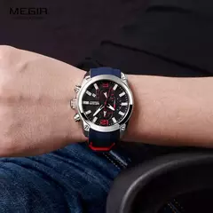 Relógio de quartzo analógico cronógrafo masculino Megir com data, mãos luminosas, relógio de pulso com pulseira de borracha de silicone a prova d'água para homens - Wolf Magazine
