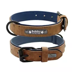 Coleira e coleira de cachorro personalizada, couro acolchoado, coleiras gravadas personalizadas, conjunto de corda de chumbo, buldogue pitbull - Wolf Magazine