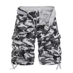 Shorts de camuflagem para homens soltos, calças curtas militares camufladas, tamanho EUA, verão, 2024