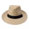 Chapéu de sol Trilby Jazz unissexo, aba grande, fita preta, chapéu Panamá palha de papel, boné casual feminino e masculino, moda quente, verão