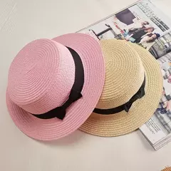 COKK-Chapéu Panamá de praia simples feminino, casual, aba plana, laço, boné de palha, chapéu de sol feminino, verão na internet