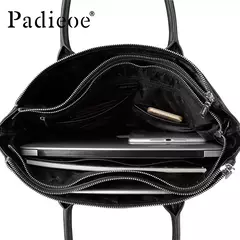 Padieoe-nova bolsa de couro genuíno de vaca, portfólio masculina de luxo, grande capacidade, bolsa tote para laptop - comprar online